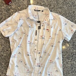 Travis Mathew White Nautical Print Casual Shirt